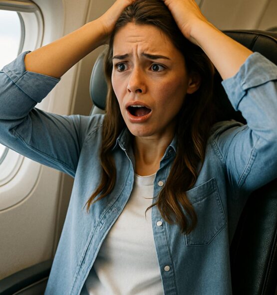Frau hat Panik beim Fliegen